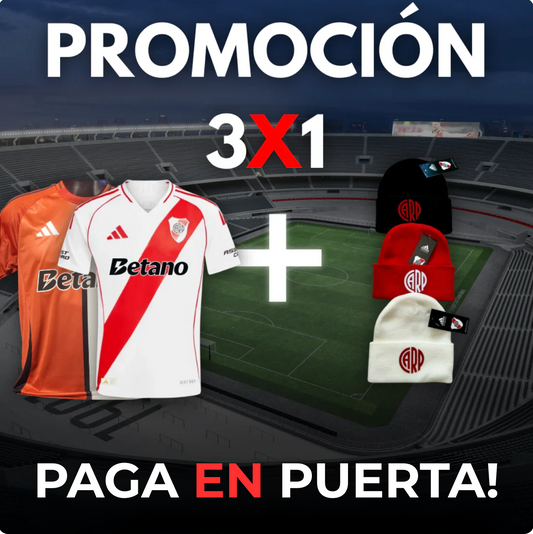 PROMO 3X1! CAMISETA TITULAR + CAMISETA SUPLENTE RIVER 25/26 + GORRO DE LANA MILLONARIO DE REGALO